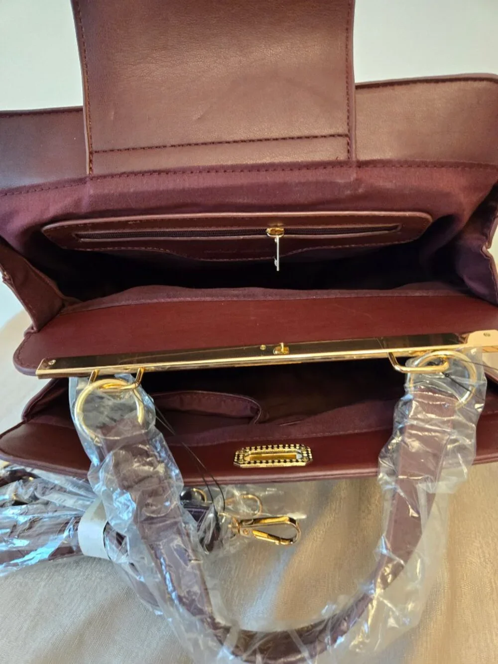Badgley Mischka Quilted Mini Tote Bag Plum Vegan Leather NWT $179 MSRP